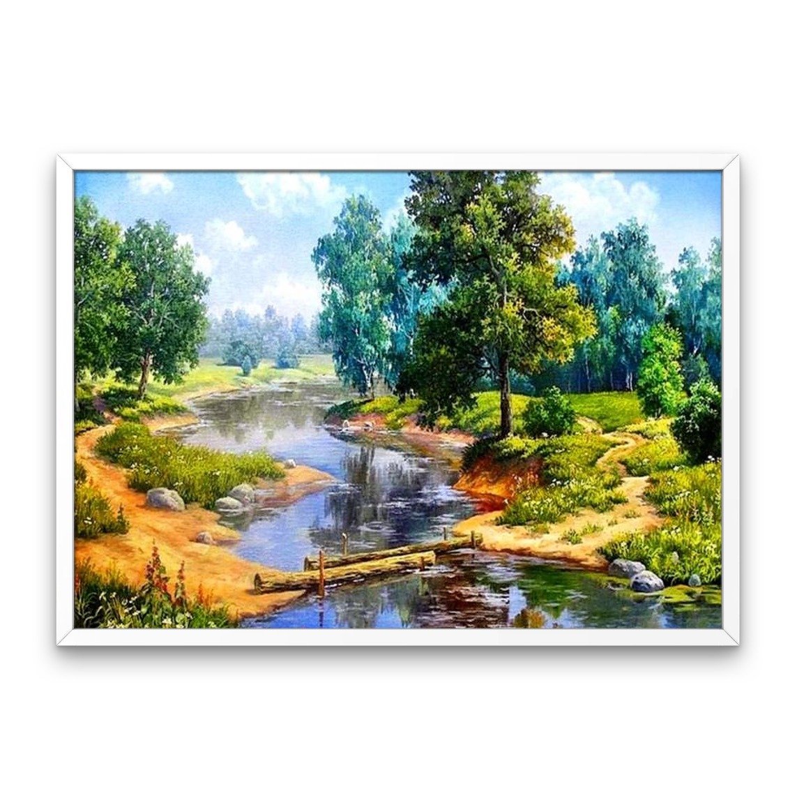 Trees and River - Diamond Painting Kit