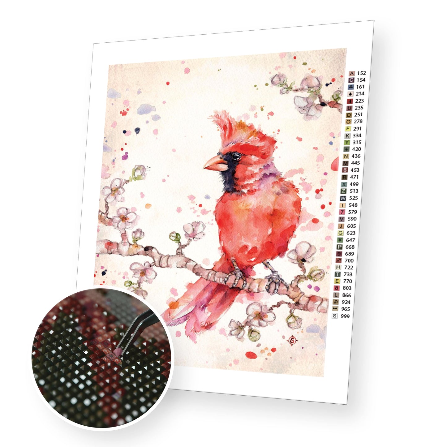 Red cardinal premium diamond painting kit for adults