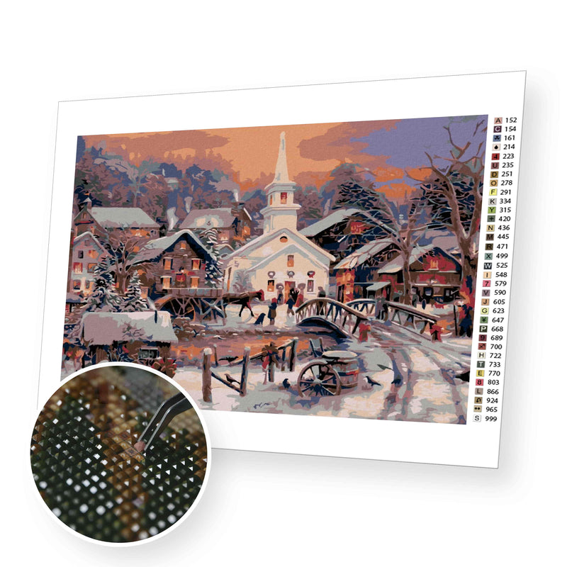 White Church premium diamond painting kit for adults