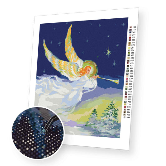 Christmas Angel with Golden Wings - Diamond Painting Kit
