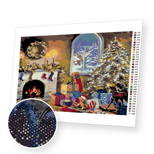 Christmas Tree and Fireplace for Christmas - Diamond Painting Kit