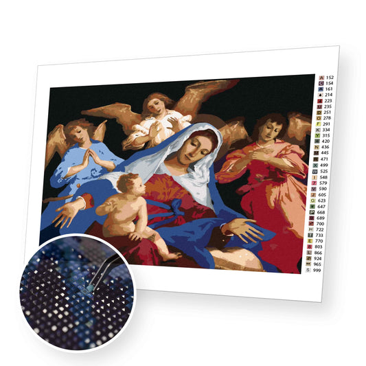 Mary with Jesus and Angels - Diamond Painting Kit