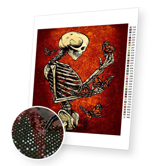 Skeleton With Butterflies - Diamond Painting Kit