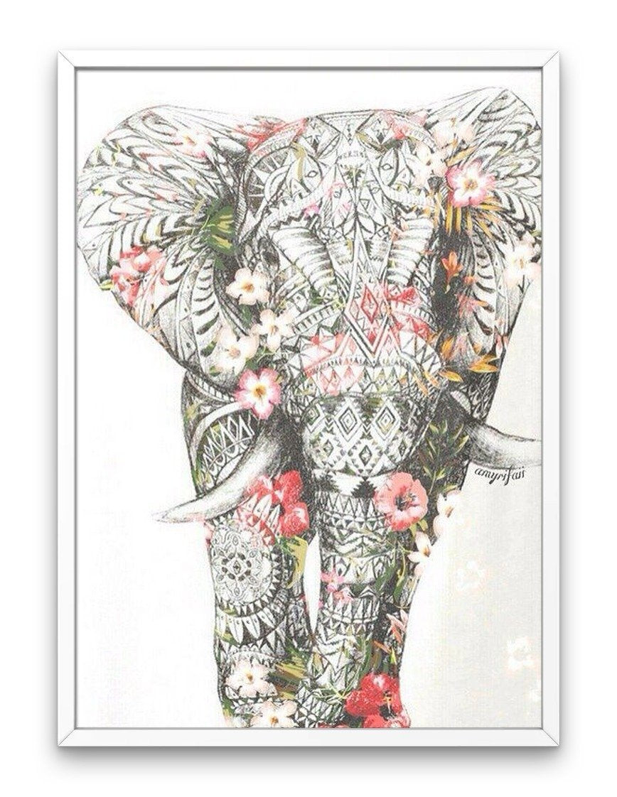 Elephant In Flowers - Diamond Painting Kit