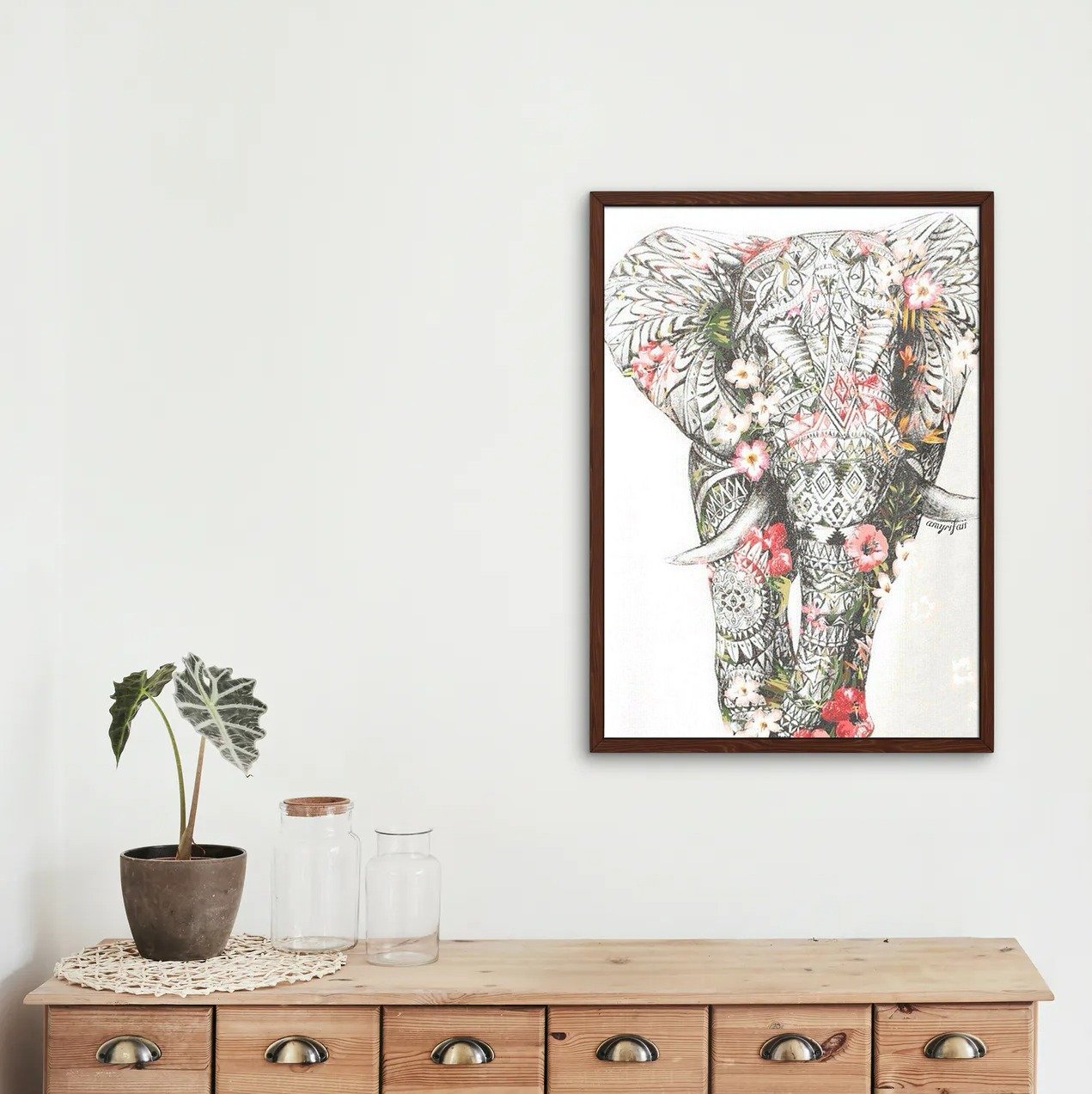 Elephant In Flowers - Diamond Painting Kit