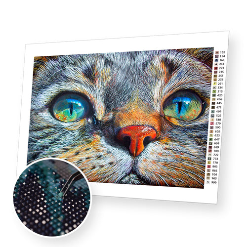 Cat Face premium diamond painting kit for adults