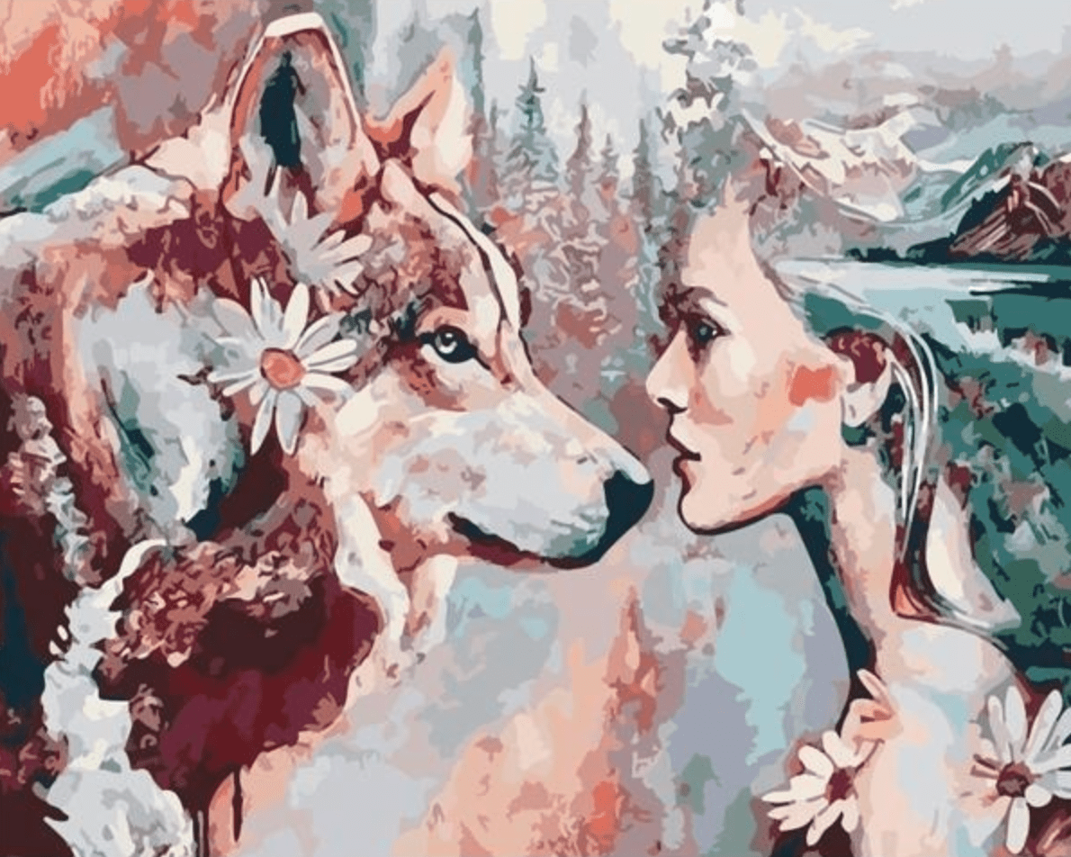 Wolf & Woman Paint by Number Kit