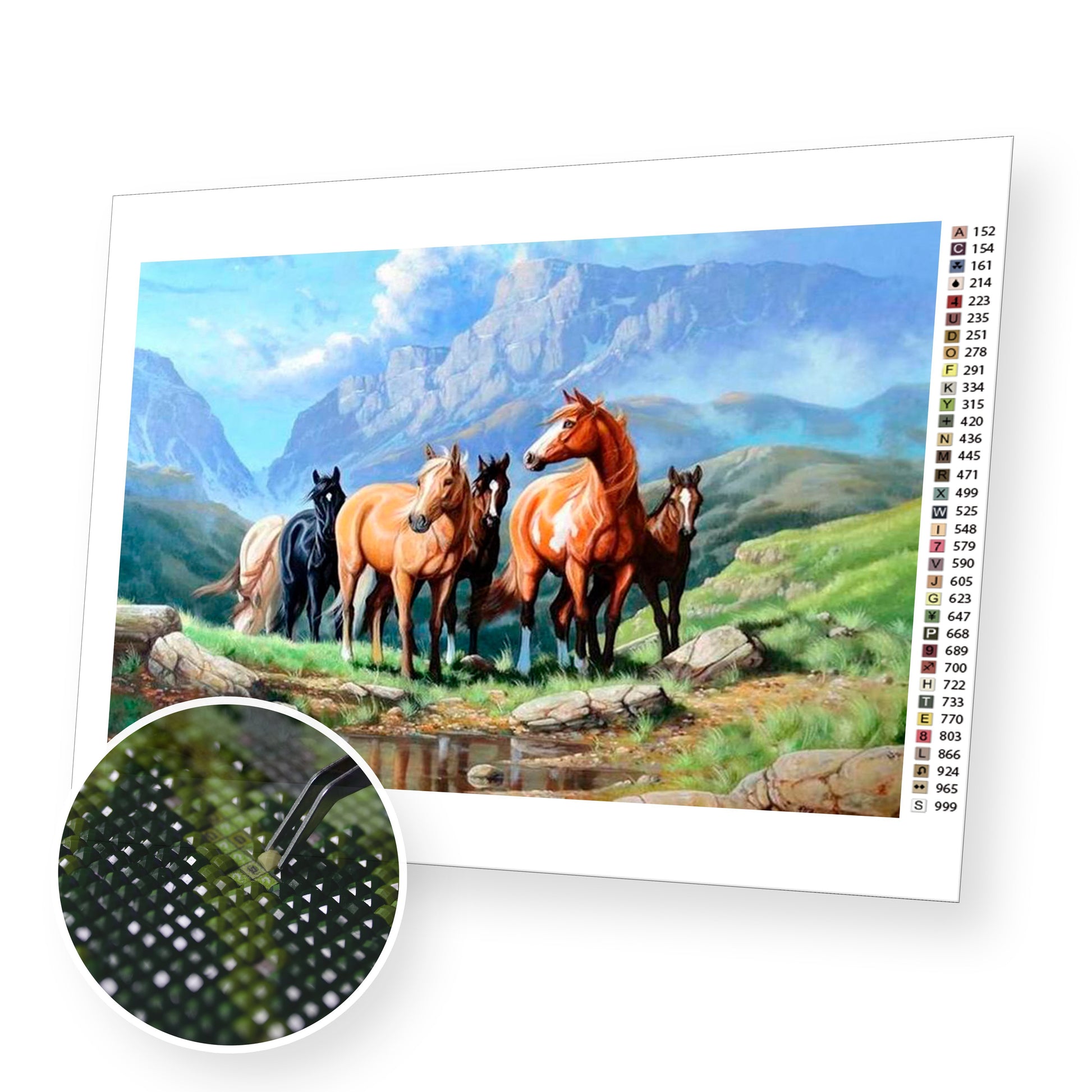 Horses on the Mountain premium diamond painting kit for adults