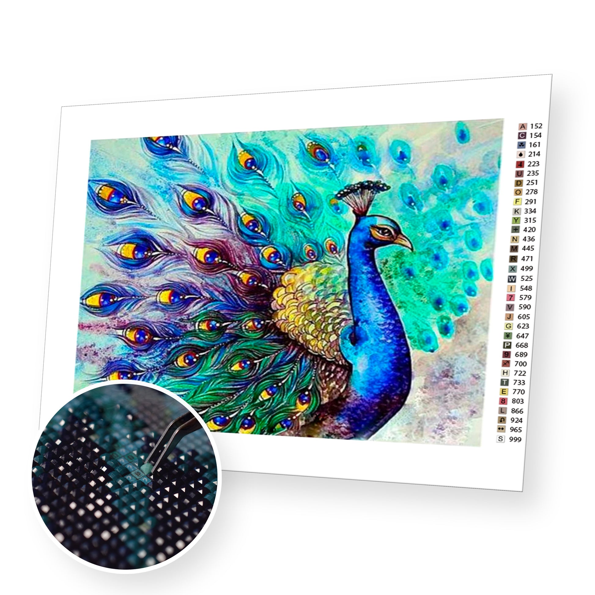 Peacock with Open Feathers - Diamond Painting Kit – bemyhobbystore