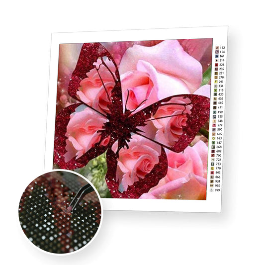 Rose butterflies - Diamond Painting Kit