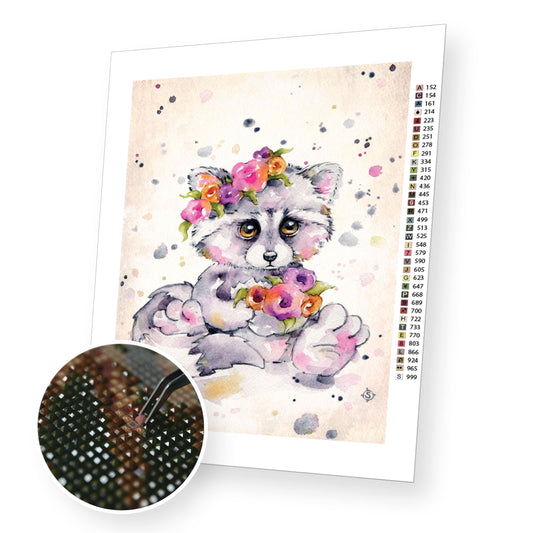 Sweet Raccoon - Diamond Painting Kit