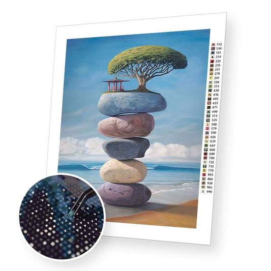 Tree on stones - Diamond Painting Kit