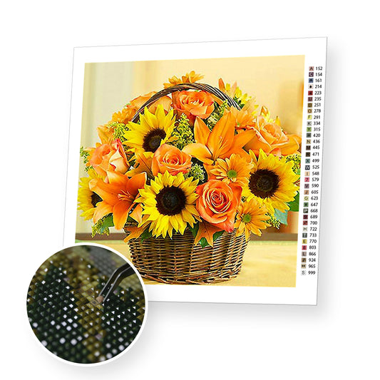 Basket Of Flowers - Diamond Paintig Kit
