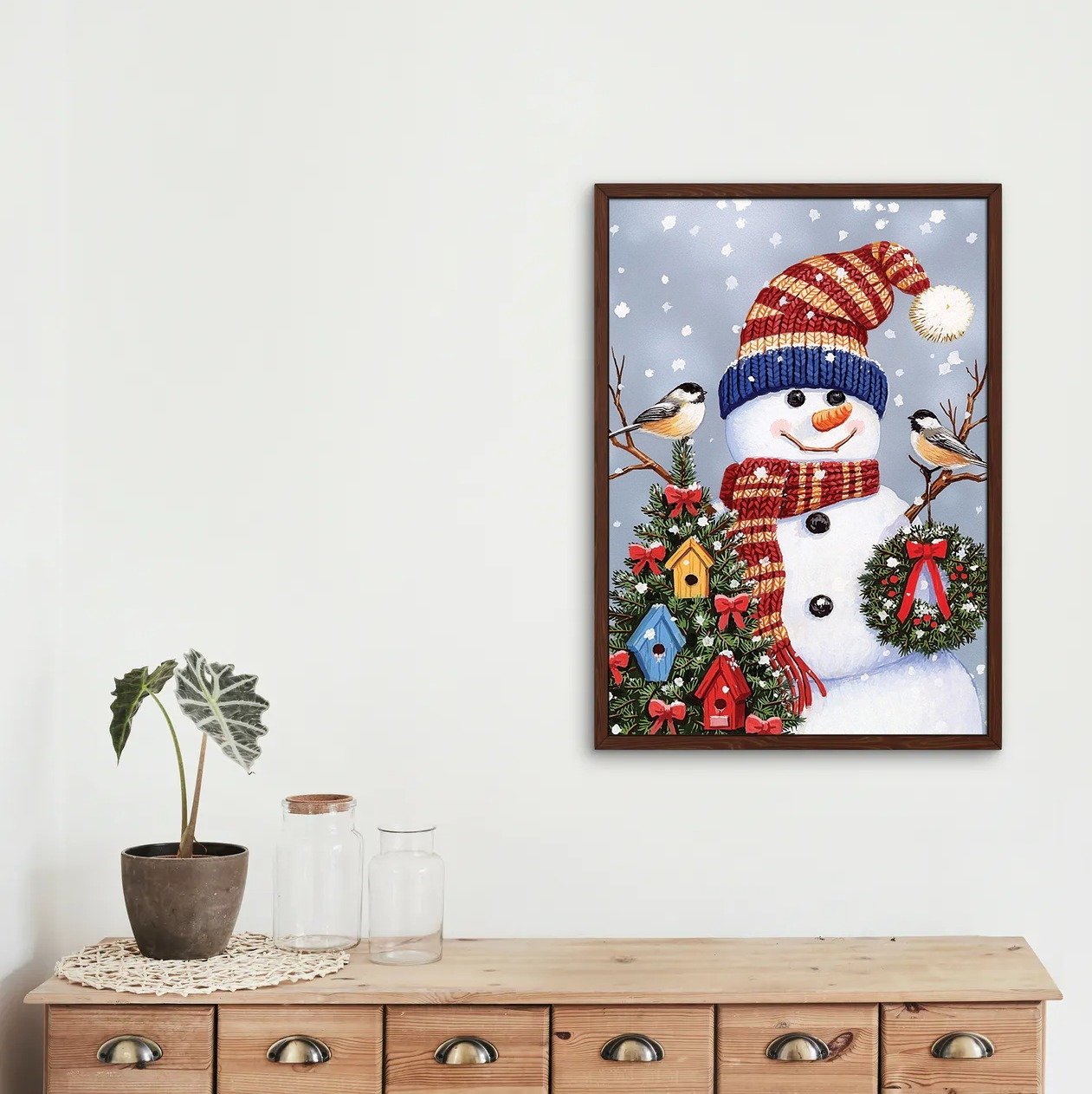 Snowman with Birds